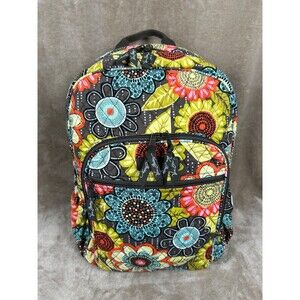 Vera Bradley Backpack Large Floral Gray Lime Campus School